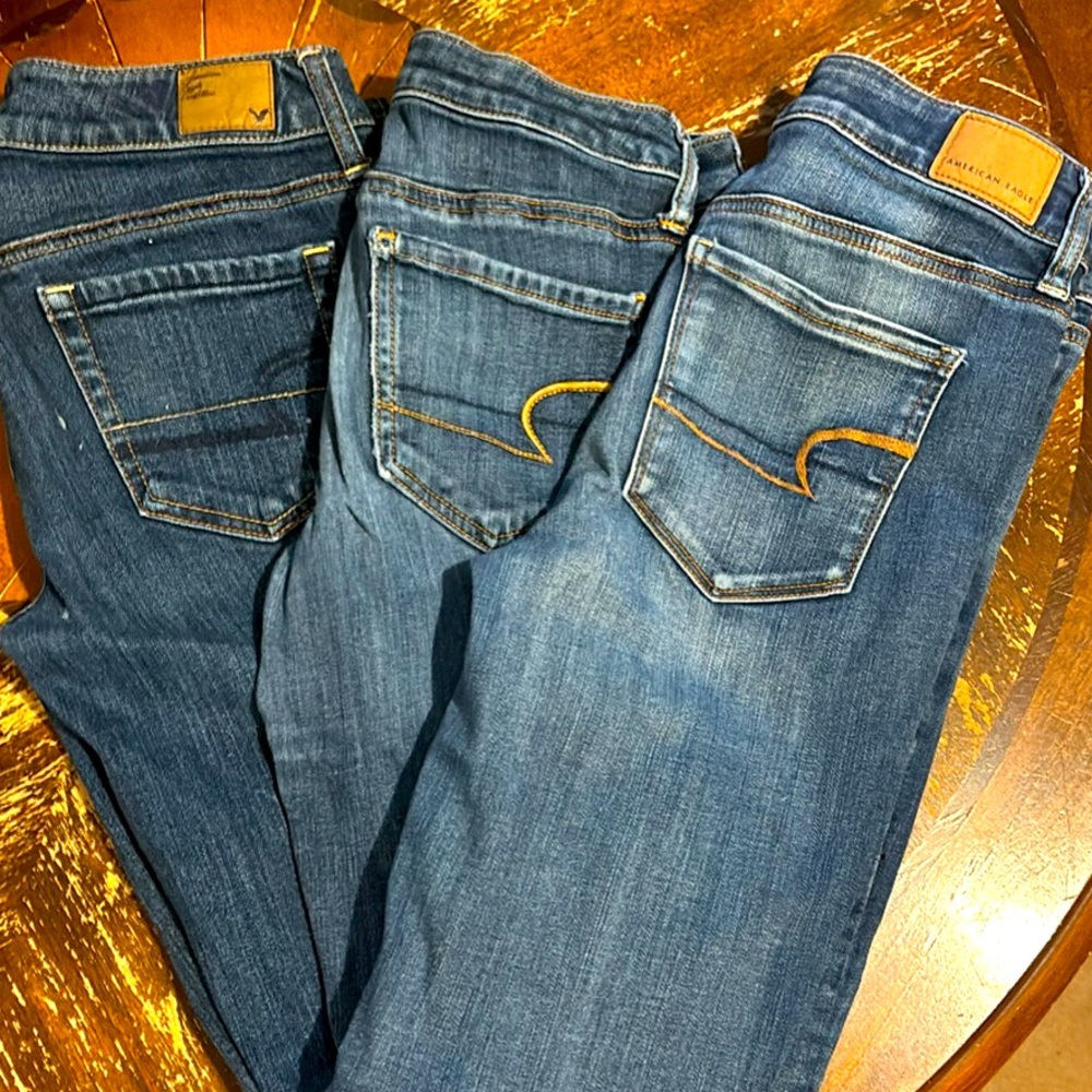 American Eagle Outfitters Dark and Light Blue Women's Jeans